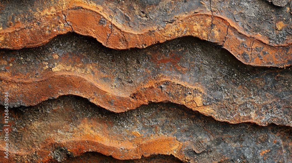 Poster abstract textured surface with rust and grooves in earthy tones