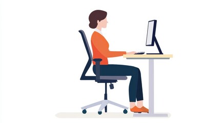 Bad Posture Sitting In Office Chair, 