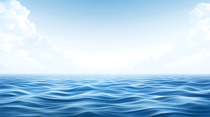 Fototapeta premium Tranquil Ocean Vista Smooth Blue Waves Under a Bright Sky Cloudscape Serene Seascape Reflection