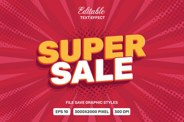 Editable text effect Super Sale vector premium template back.