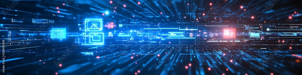 Poster abstract digital data streams flowing through cyberspace