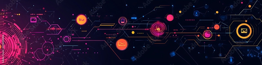 Aufkleber abstract digital network communication system