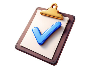 3D Render of a Clipboard with a Checkmark: Success, Completion, and Task Management