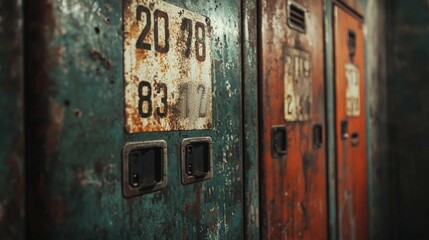 Vintage Rusty Lockers in an Abandoned Industrial Setting