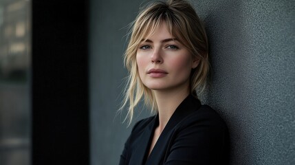 Fototapeta premium Elegant Portrait of a Young Woman with Natural Beauty and Soft Lighting