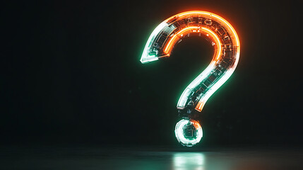 Naklejka premium Glowing Neon Question Mark on Dark Background