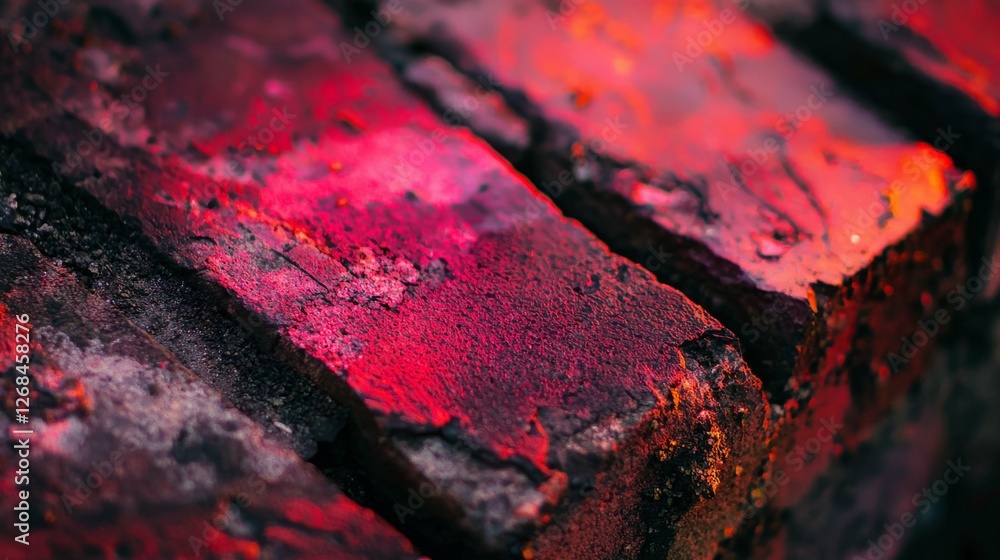 Poster textured red bricks with abstract patterns and lighting effects