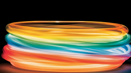 Vibrant Multicolored Electroluminescent Wire Stacked Circularly Against a Dark Background