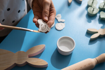 Master class of painting Creator is using white air dry clay for making decor to EASTER holiday....