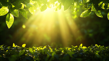 Sunlit Green Leaves Background