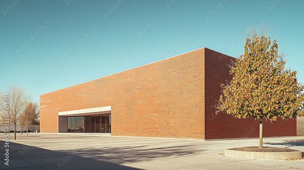 Poster modern architecture with clean lines and simple brick design
