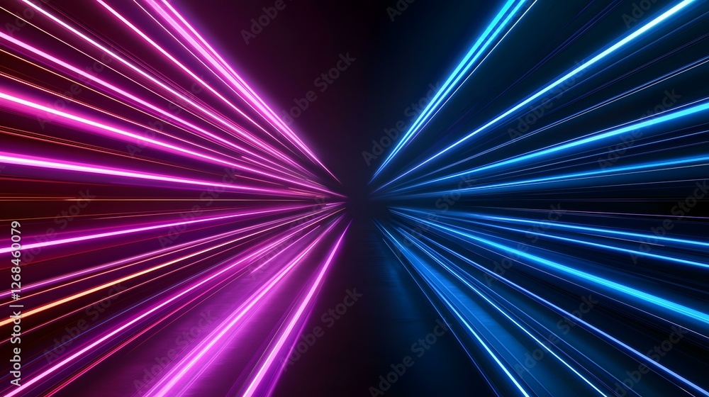 Aufkleber the image contains vibrant, radiating neon lines of pink and blue, creating a dynamic, symmetrical p