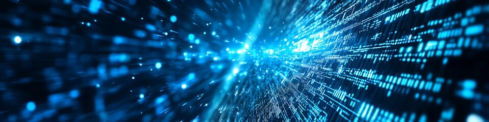 Obraz premium Abstract Digital Data Stream Blue Light Tunnel