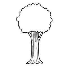 Tree line art for nature projects, showing simple tree drawing. Ideas for nature themed designs, logos, icons, and educational materials