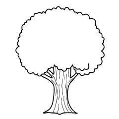 Tree line art for nature projects, showing simple tree drawing. Ideas for nature themed designs, logos, icons, and educational materials