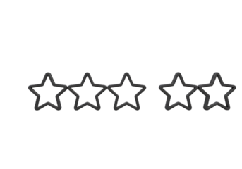 Five Star Rating: A 3D Render of Five Grey Stars on Black Background