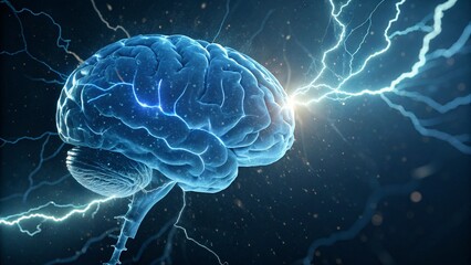 human brain by electric currents and lightning bolts ai generated