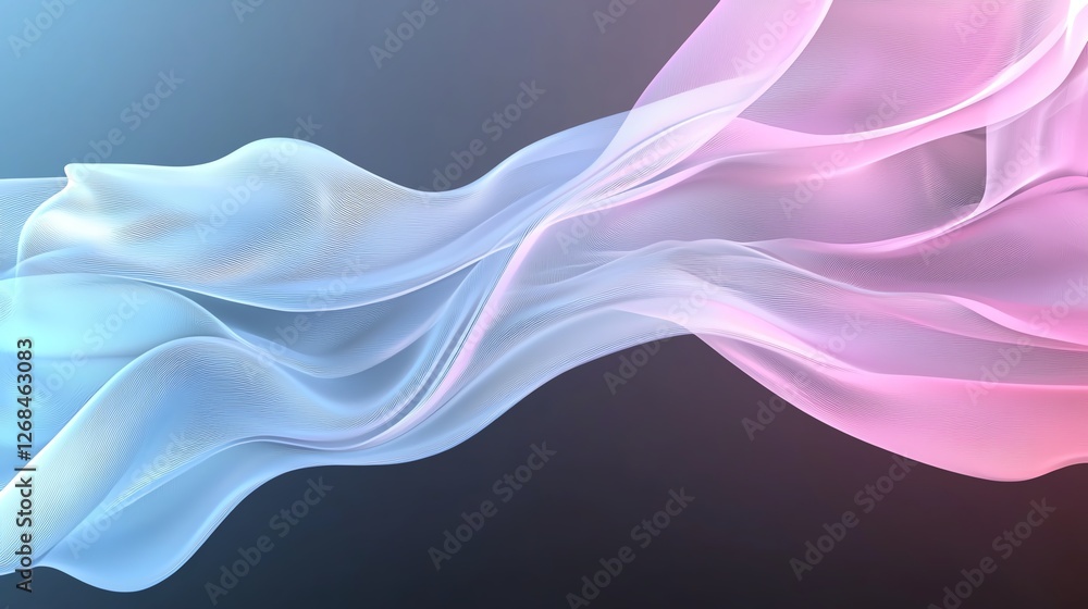 Aufkleber abstract colorful flowing wave pattern with soft pink and blue hues against a dark background, creat