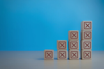 Trial and error concept to grow, step by step growth error signs