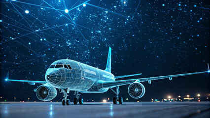 Fototapeta premium airplane in the sky at night