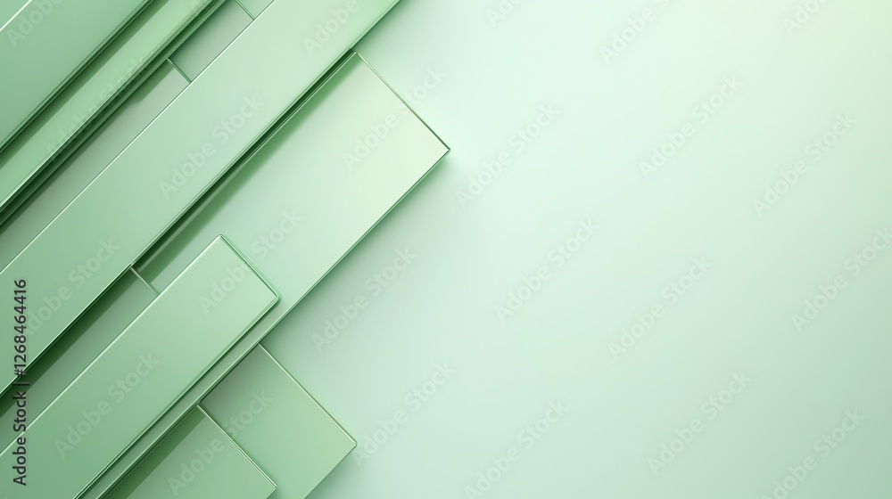 Aufkleber abstract geometric green background with layered rectangles creating a modern, minimalist design.