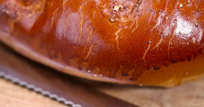 a loaf of wheat flour on the table, using white bread for cooking