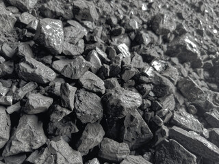 Charcoal texture, black coal pile, black charcoal background