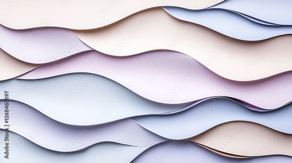 Poster abstract pastel paper waves creating a soothing and harmonious pattern for creative design and backg