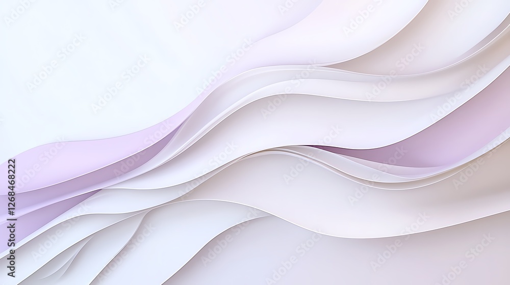 Poster abstract pastel waves of layered paper create a serene and elegant design background.