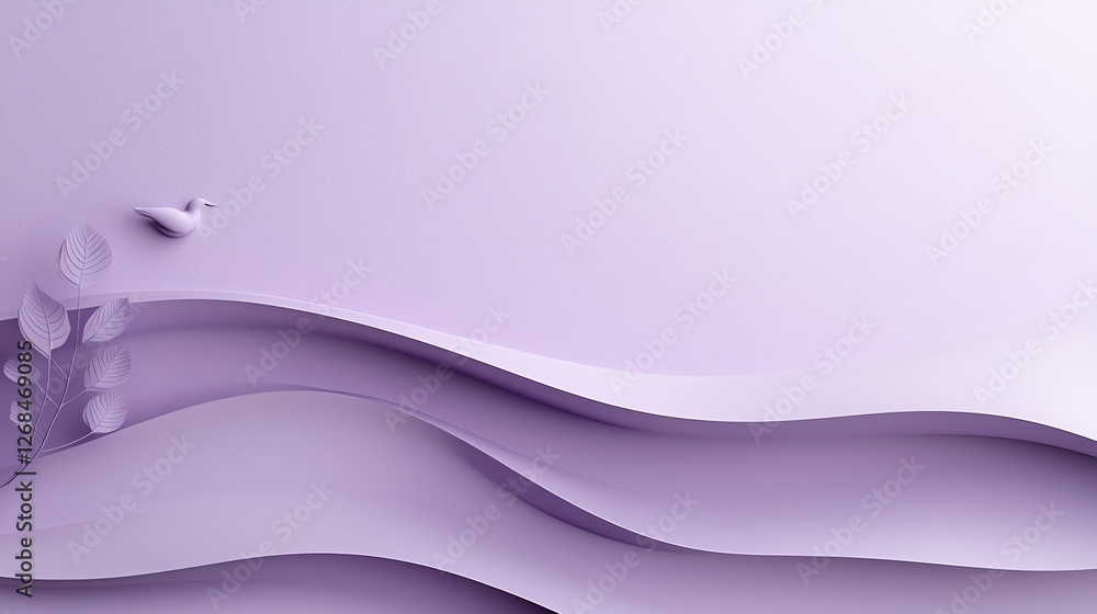Poster abstract purple waves creating a serene and flowing visual design, perfect for modern and stylish ba