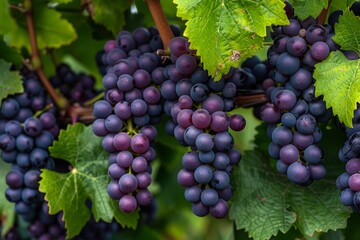 Fototapeta premium Photo close-up of grape growing on plant