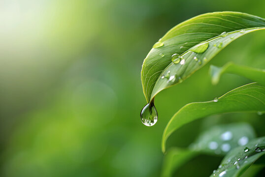 Dew on Green Leaf 