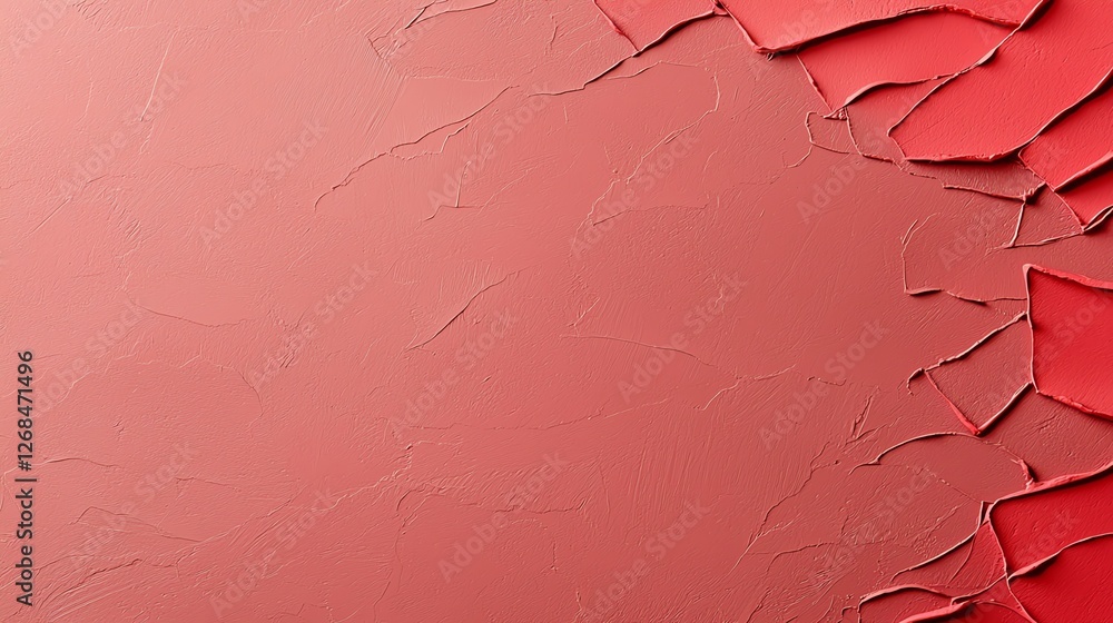 Poster abstract red textured background with peeling paint effect, artistic design element.