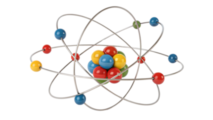 Colourful 3D Atomic Structure Model on a White Background