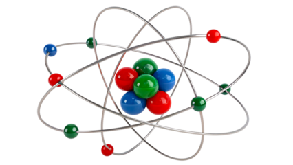 Colourful 3D Atomic Structure Model on a White Background