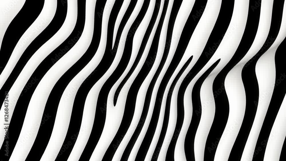 Poster abstract design featuring flowing black and white stripes creating a wavy pattern