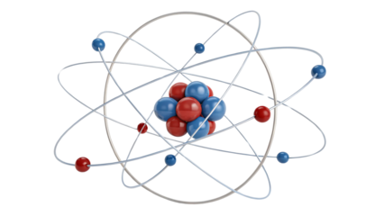Colourful 3D Atomic Structure Model on a White Background