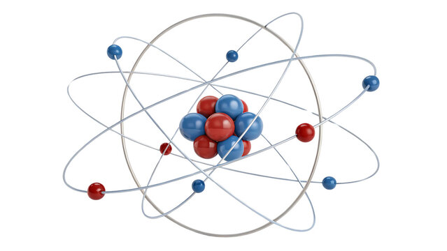 Colourful 3D Atomic Structure Model on a White Background