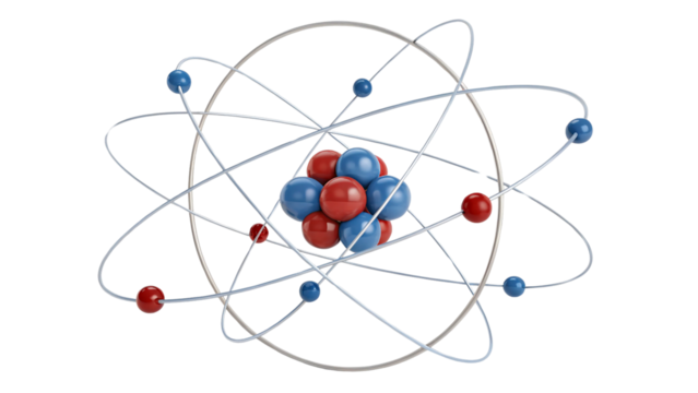 Colourful 3D Atomic Structure Model on a White Background