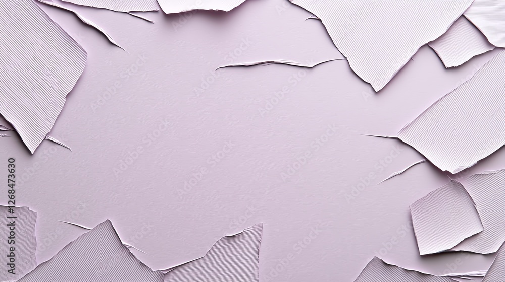 Poster abstract torn paper texture with jagged edges on a soft purple background, perfect for creative desi