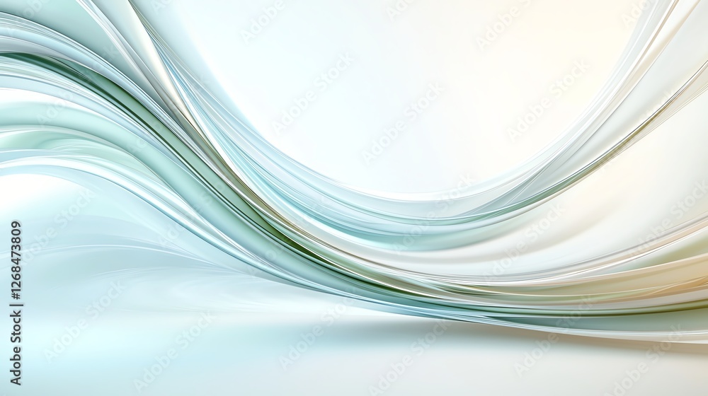 Poster abstract wave design with soft colors and flowing curves, creating a calming visual effect.