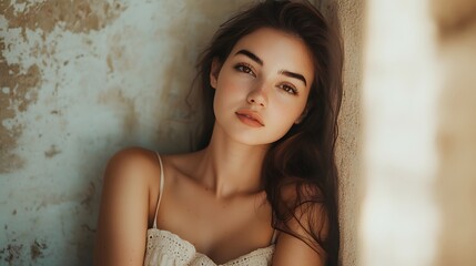 Fototapeta premium Serene Beauty: A Portrait of a Young Woman