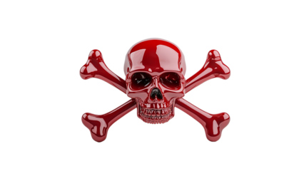 Glossy Red Skull and Crossbones – PNG Background