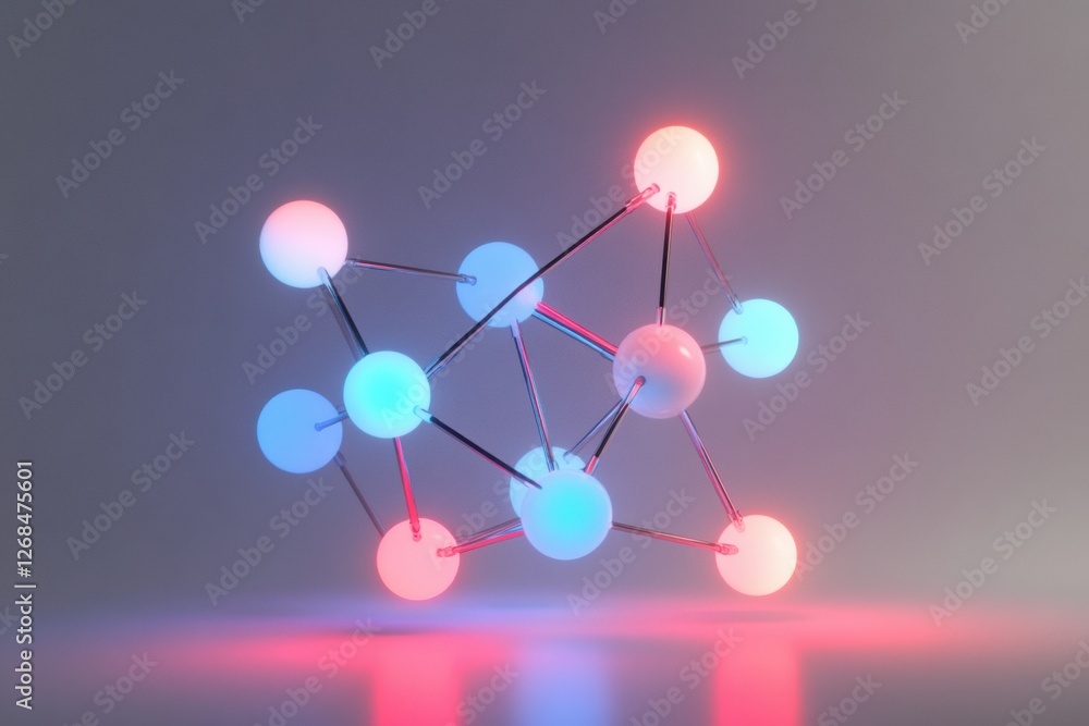Fototapete colorful molecular structure illuminated by vibrant lights in a modern design setting. generative ai