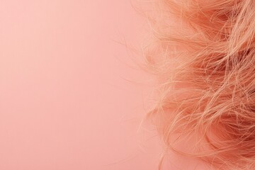 Close up view of frayed hair tips with split ends against a soft pink background showcasing hair condition. Generative AI