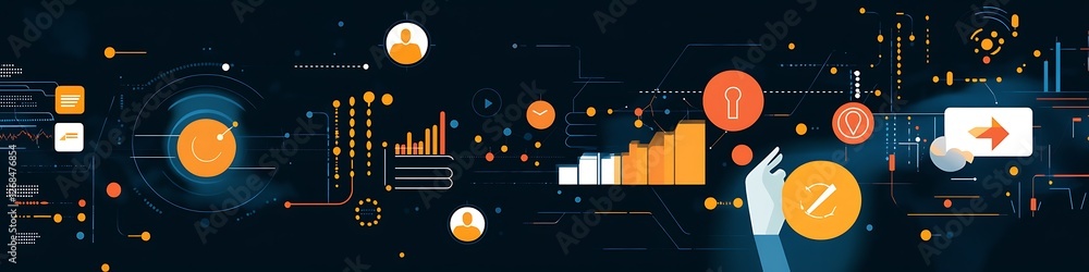 Poster digital technology business data visualization and analysis