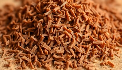 a pile of chocolate shavings sitting on top of a table