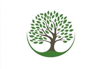 Green tree logo design, nature, ecology, white background, environmental