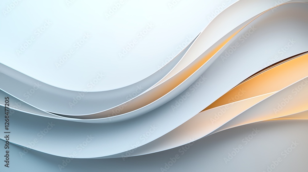 Poster elegant abstract wave pattern with smooth curves in white and beige, creating a modern minimalist ae