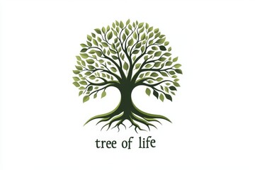 Naklejka premium Lush green tree of life logo design, white background, nature, growth